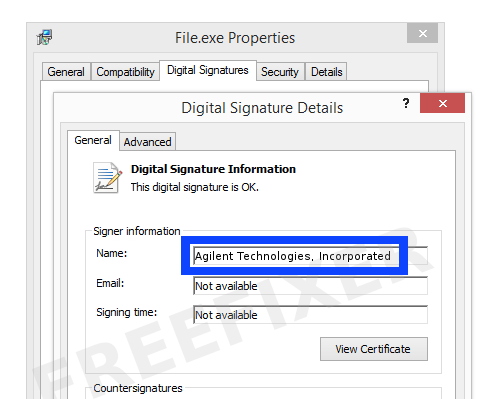 Screenshot of the Agilent Technologies, Incorporated certificate
